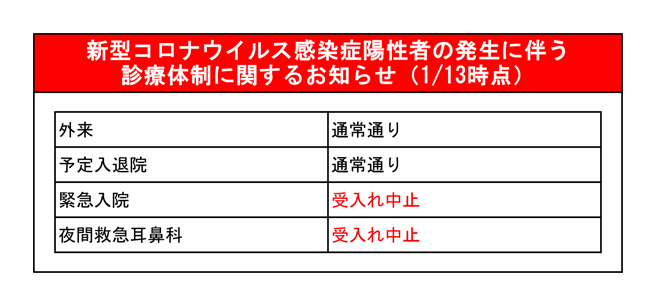 診療体制のお知らせ