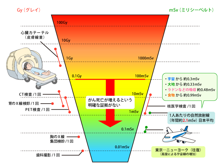 放射線被ばくの早見図